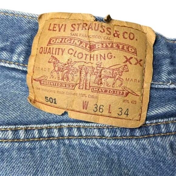 Levi’s 501 Vintage Men’s Straight Leg Jeans Blank Red Tab Size 36x34 - Picture 11 of 15